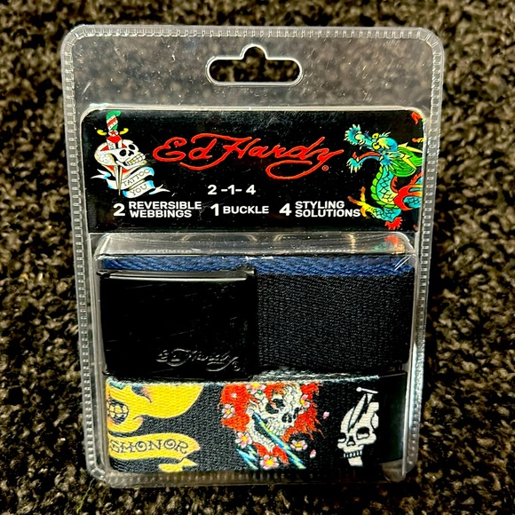 ED HARDY 2-1-4 REVERSIBLE BELT UNISEX - Picture 1 of 2